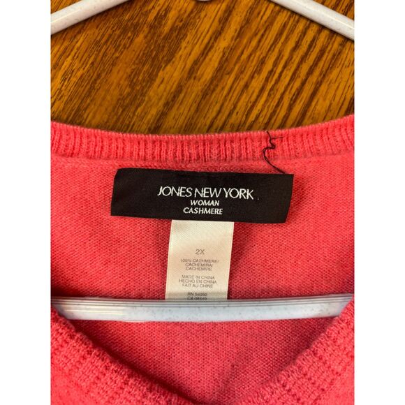 jones new york womens 100% cashmere size 2XL hot pink - Picture 2 of 6